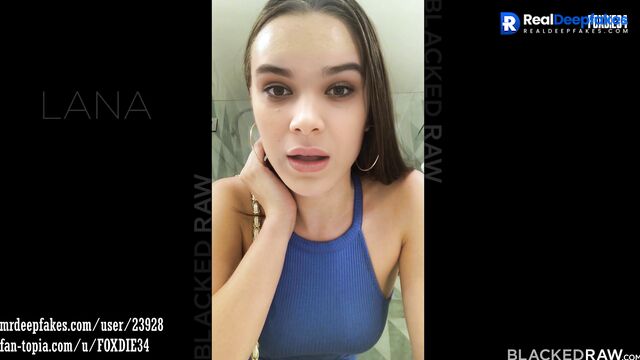Fake brunette Hailee Steinfeld was fucked in mouth by tatto man