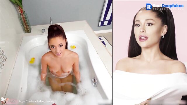 Hot sex scenes with dirty Ariana Grande and rubber ducks (bath fuck)