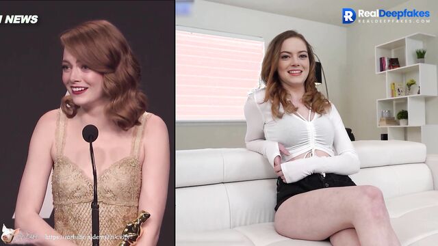 Sexy celeb Emma Stone demonstrating how she likes sucking (face swap)