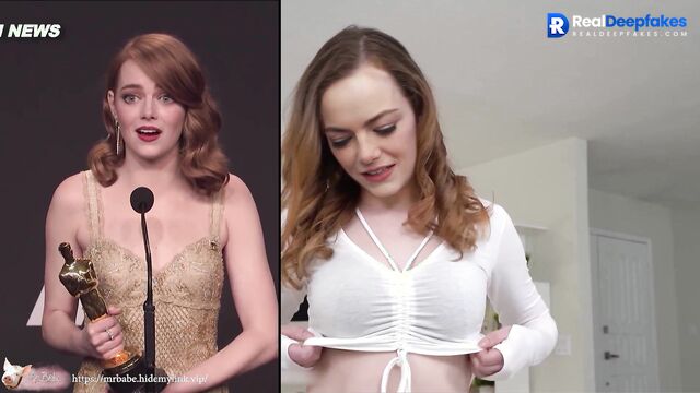 Sexy celeb Emma Stone demonstrating how she likes sucking (face swap)