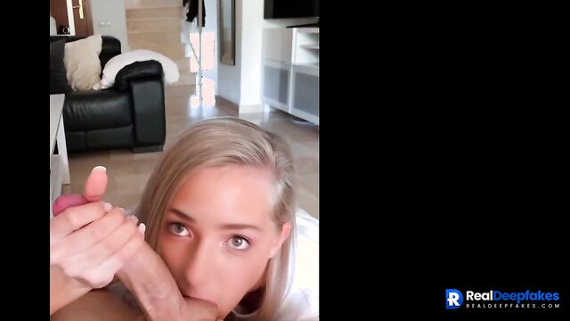 Sexy blonde with cool tits sucking your big cock, Peyton List (fakeapp)