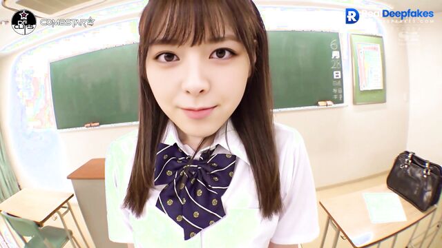 Schoolgirl Yuna (유나 있지) giving footjob right after lessons - deepfake porn