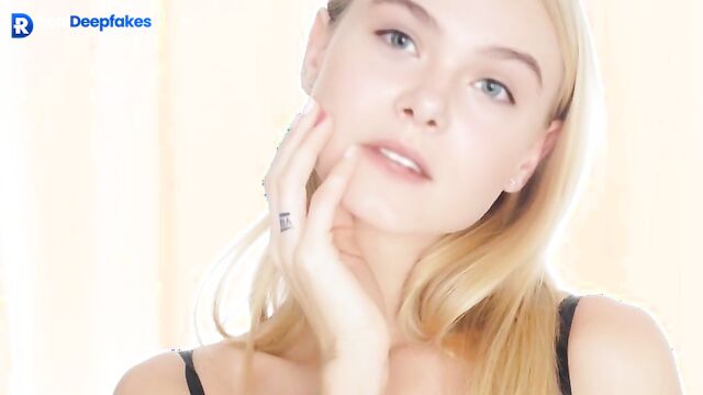 Sexy blonde getting golden rain // Elle Fanning pov deepfake video