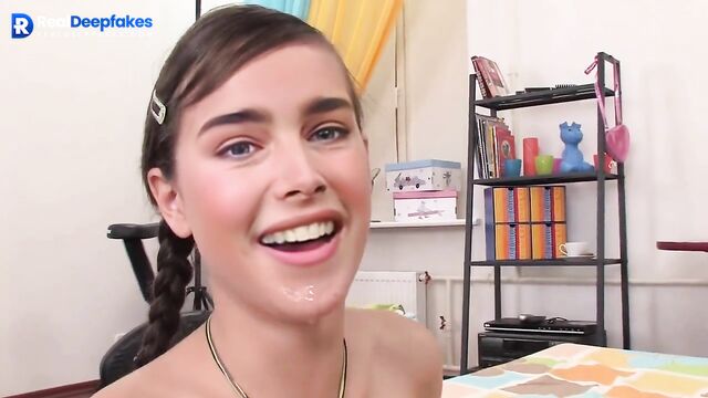 Sexy teen made her first blowjob - Brooke Shields hot deepfake video