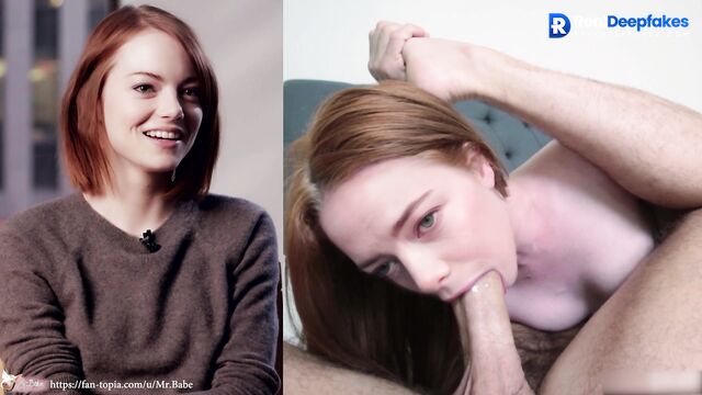 Emma Stone cums from her lover's cock (Fake Porn)