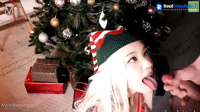 Horny teen Jennie (제니) gets cock for Christmas / BLACKPINK 블랙핑크진짜 가짜