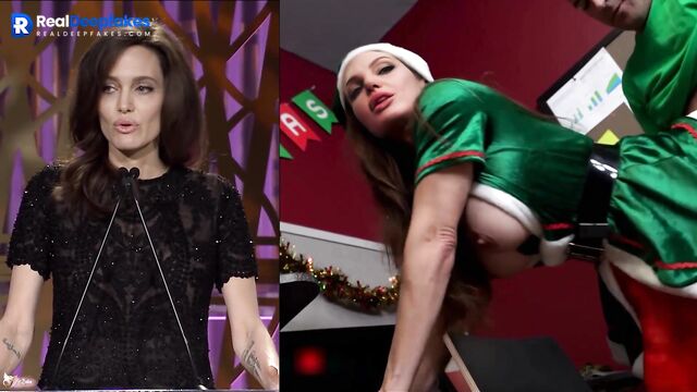 Angelina Jolie Christmas celeb sex. Her main wish about big dick came true