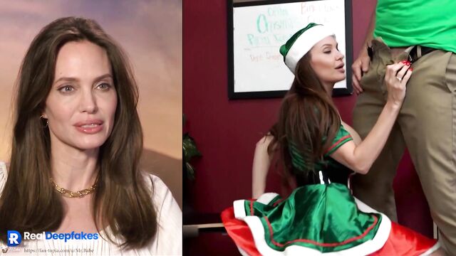 Hot brunette Angelina Jolie was a good girl and got best fuck. Fake