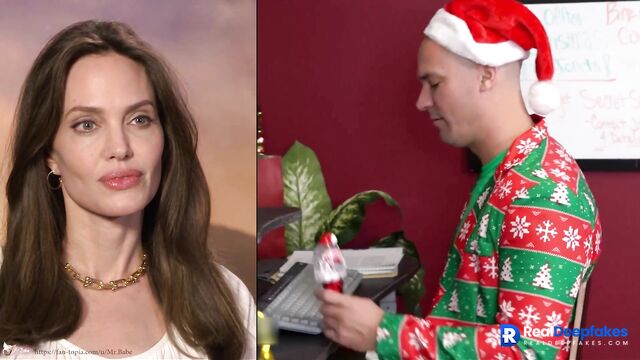 Angelina Jolie Christmas fuck with sexy elf - deepfake porn
