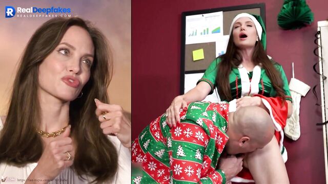 Angelina Jolie Christmas fuck with sexy elf - deepfake porn