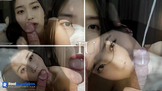 Deepfake / POV blowjob close-up from a lustful teen IU 아이유섹시한 아이돌