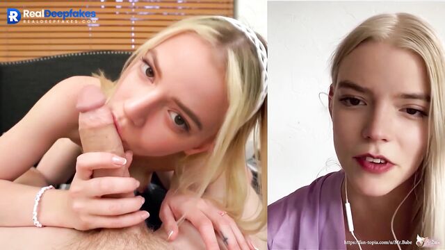 Anya Taylor-Joy deepfake video, she likes wet dicks with spittle