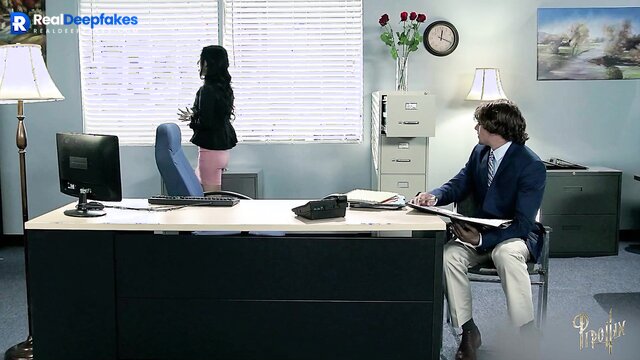 Rough anal penetration in the office ...