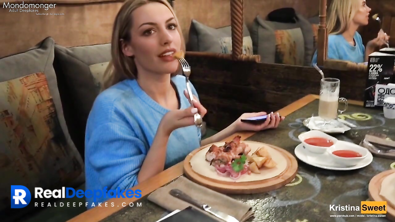 Anne Hathaway pays for dinner with a blowjob // real fakes -  RealDeepfakes.com