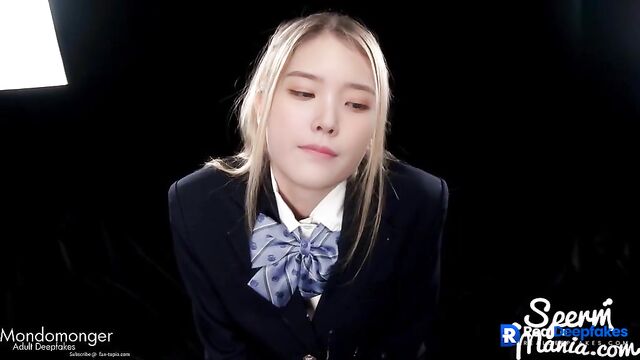 Hot blonde schoolgirl IU eats sperm, fakeapp - 아이유 딥페이크