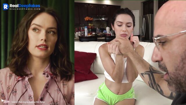 Sexy brunette Daisy Ridley sucking fingers and cock - adult tape