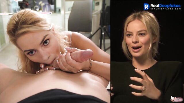 Hollywood star sucking cock her producer - Margot Robbie face swap