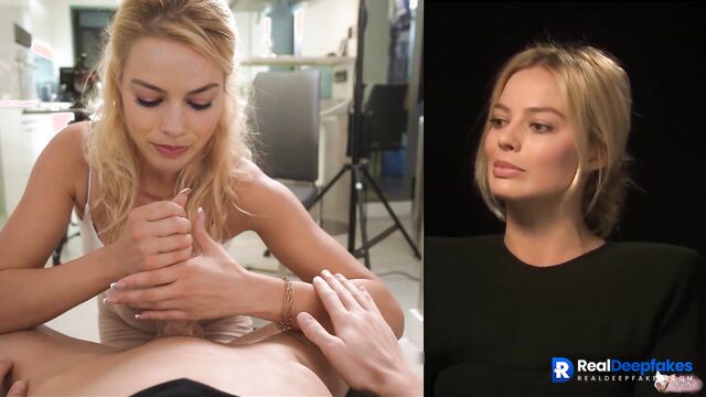 Hollywood star sucking cock her producer - Margot Robbie face swap