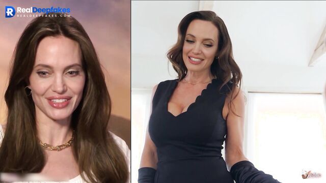 Fakes/ Angelina Jolie begs an employee to fuck her in the ass