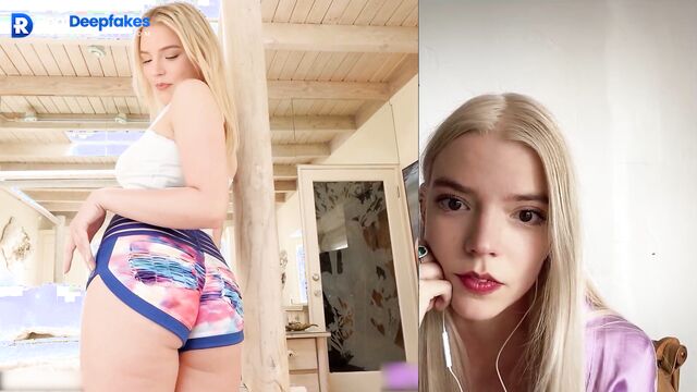 Blonde sucking big cock at huge spa salon - fake Anya Taylor-Joy