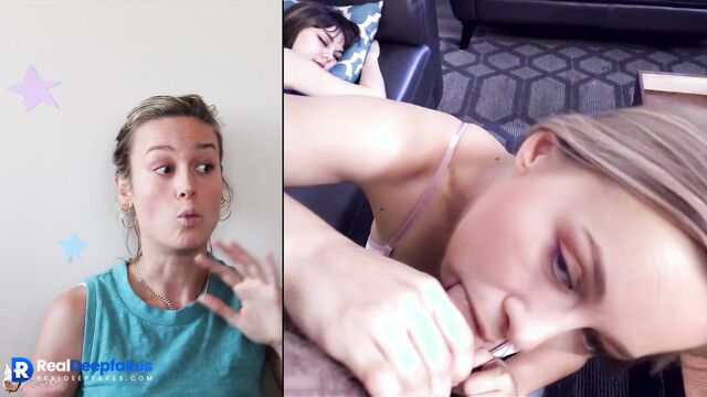 Blonde sucking cock to boyfriend her best friend - fake Brie Larson