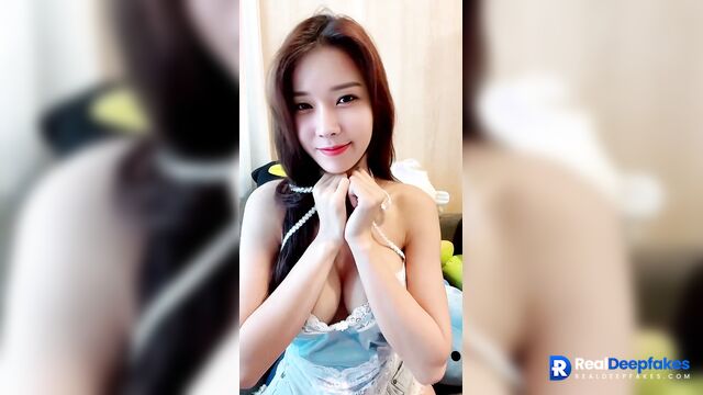 Babe in bikini demonstrated body near a pool, fake Winter (윈터 에스파)