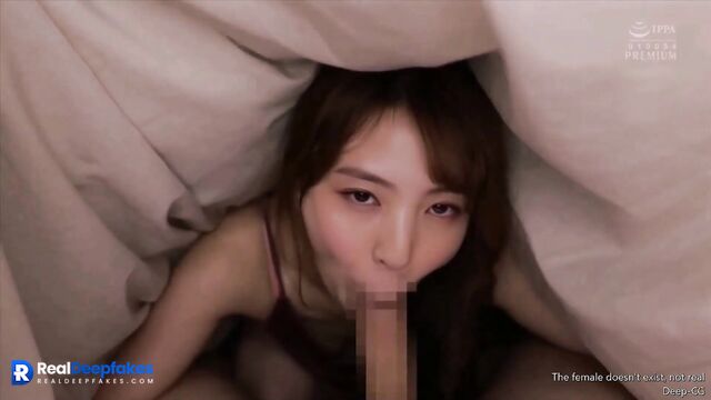 Fake Han So-hee made blowjob under sheets - (한소희 가짜 포르노)