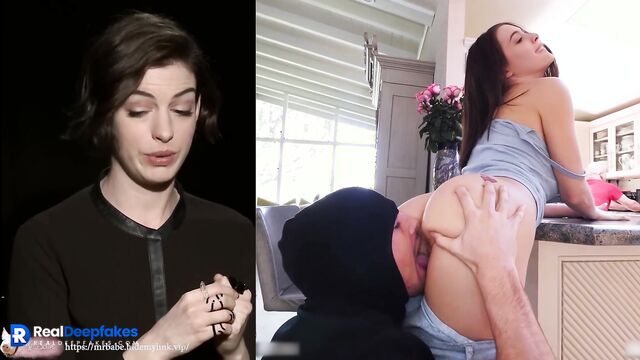 Guy in mask fucked Anne Hathaway in the presence of her husband, fakeapp