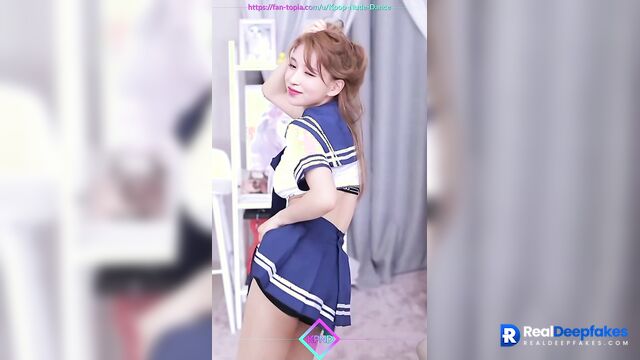Professional dancing in schoolgirl suit - Mina TWICE ai (미나 얼굴 스왑)