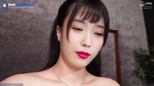 Korean brunette enjoying games with her boobs / IU (아이유 가짜 포르노)