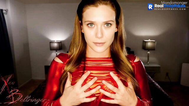 Pretty Elizabeth Olsen masturbating and dreaming about strong fuck, ai